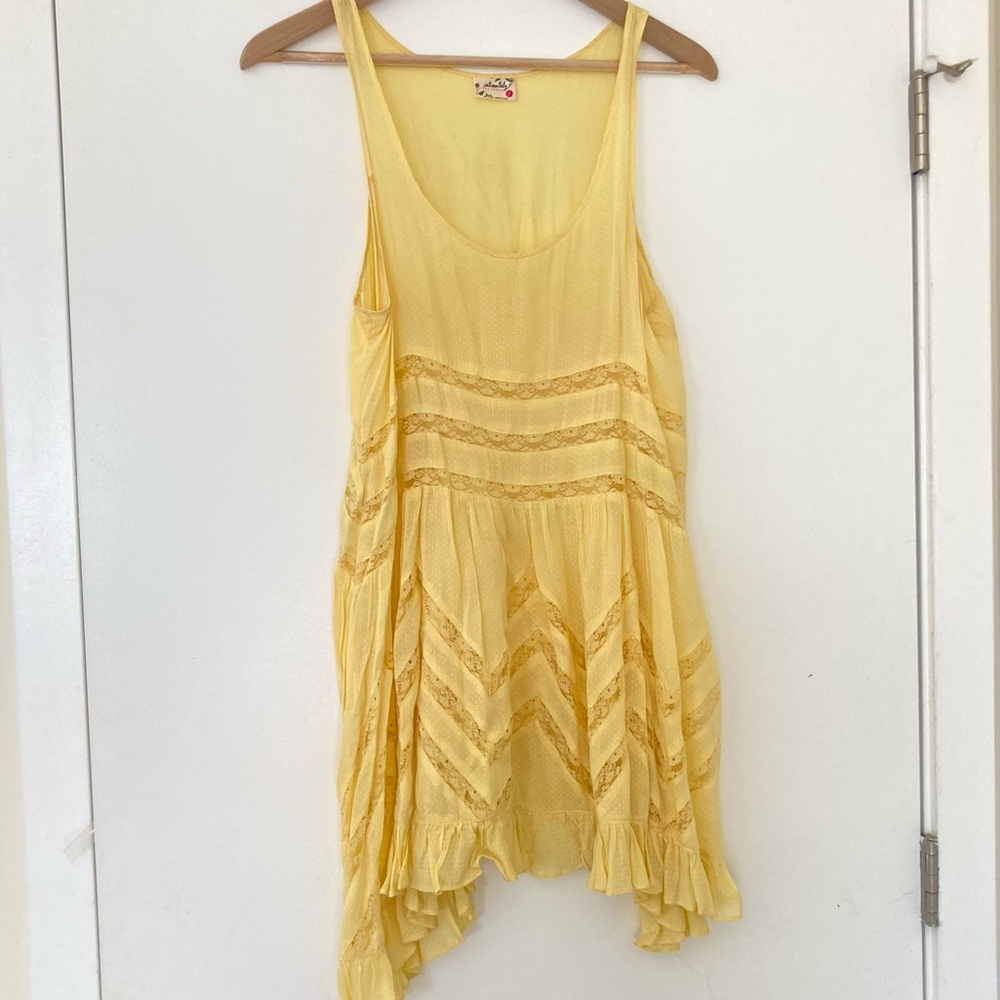 Free People boho sundress yellow with lace size XS